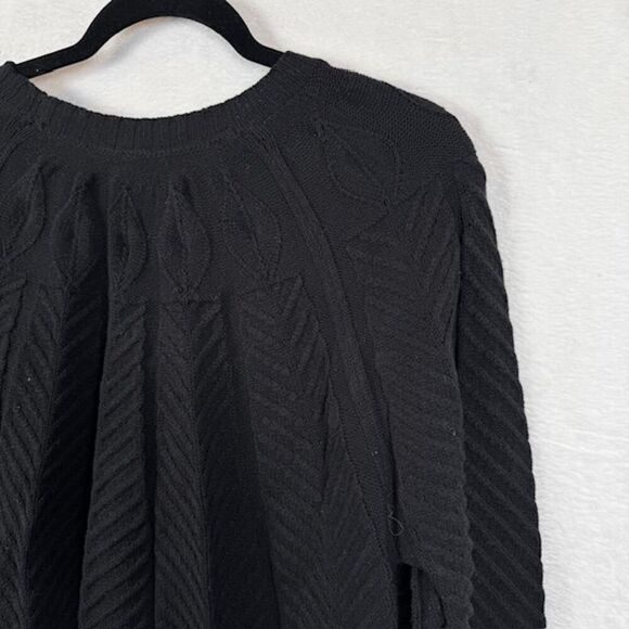 Jason Wu June Sweater Black Textured Chevron Knit Flared Peplum Size 2X - Picture 4 of 10